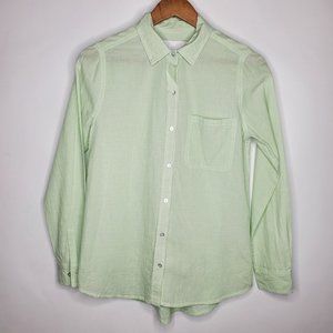 Lola River Womens Green Button Front Blouse Size S Long Sleeve Collar Pocket